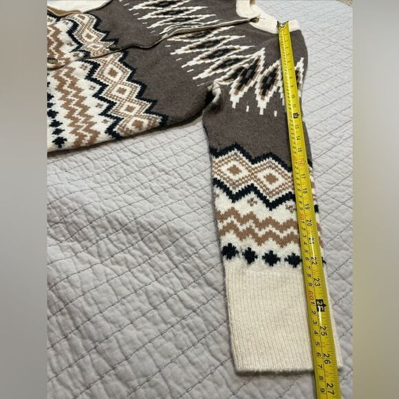 J. Crew Geometric Brown and Cream Cardigan - Picture 9 of 12